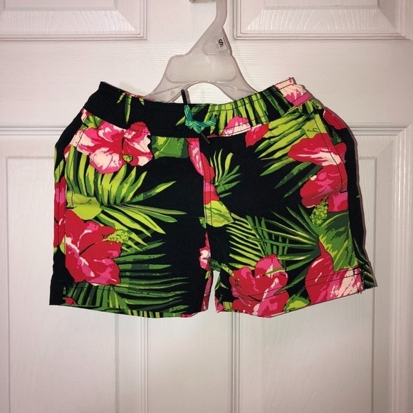 NWT CREWCUTS Black Floral Swim Trunks Sz 2 - Picture 2 of 6
